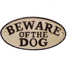 Beware of the dog - gietijzer ovaal bordje 20sc