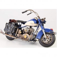 Blauwe blikken motor in Harley Davidson stijl