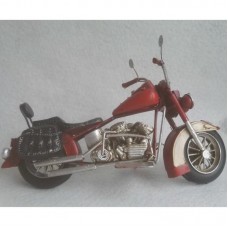 Blikken motor – Harley Davidson stijl –  rood met wit – 28 x 11 x 14 cm -woondecoratie - maddeco