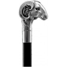 MadDeco - Ram - Beukenhouten wandelstok met zilver verguld handvat - Italiaans design