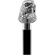 MadDeco - kop van Valk - Beukenhouten wandelstok met zilver verguld handvat - Italiaans design
