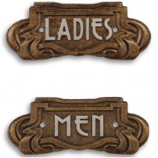 Toiletbordje – men - ladies – art nouveau - bronskleurig - gecoat - gietijzer – Maddeco – 19x1x8 cm