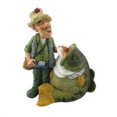 Visser met vis spaarpot - beeldje Warren Stratford 8249