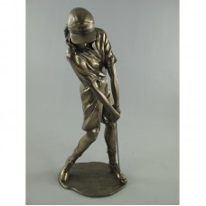Vrouwelijke golfer bronskleurig beeld 300033