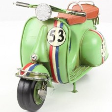 Model Vespa met race nummer 53 - blikken scooter - groen - blik